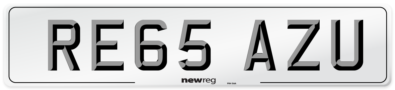 RE65 AZU Number Plate from New Reg